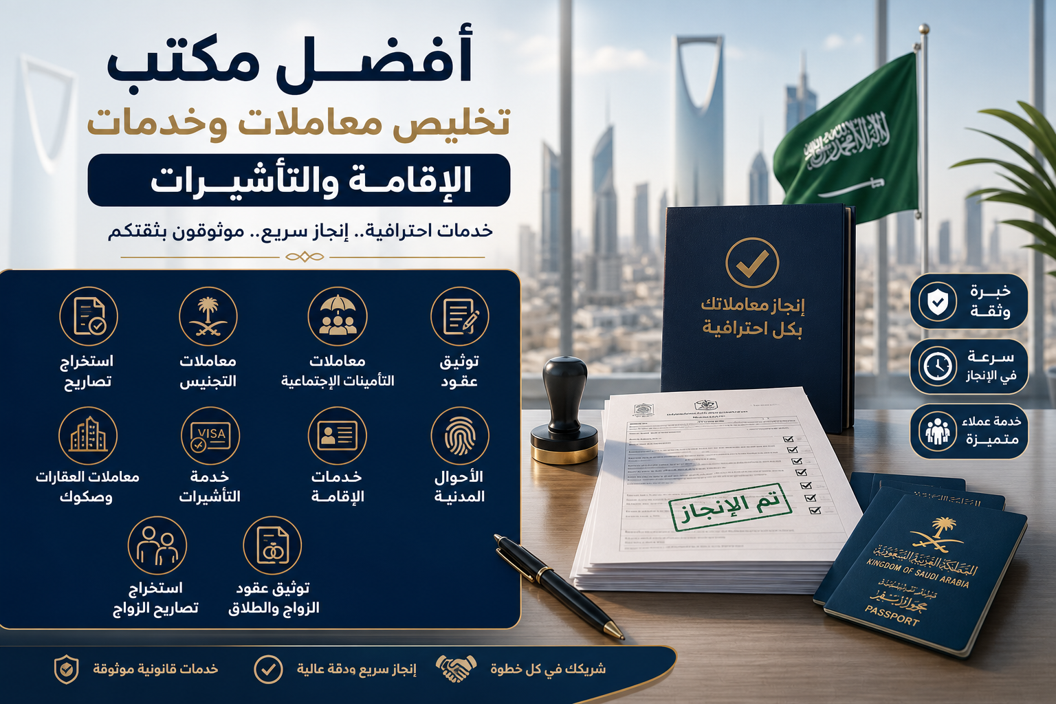 استخراج تصاريح أفضل مكتب تخليص معاملات وخدمات الإقامة والت
