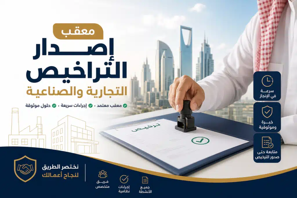 Illustration of معقب إصدار التراخيص التجارية والصناعية