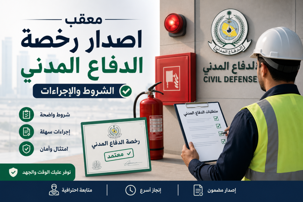 معقب إصدار رخصة الدفاع المدني معقب اصدار رخصة الدفاع المدني الشروط والإجراءات