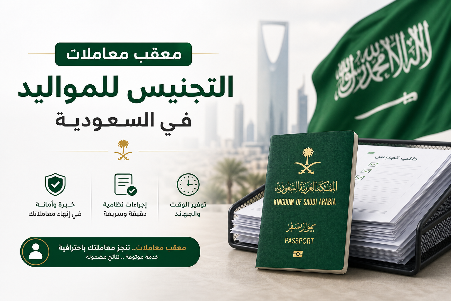 Illustration of معقب معاملات التجنيس للمواليد في السعودية